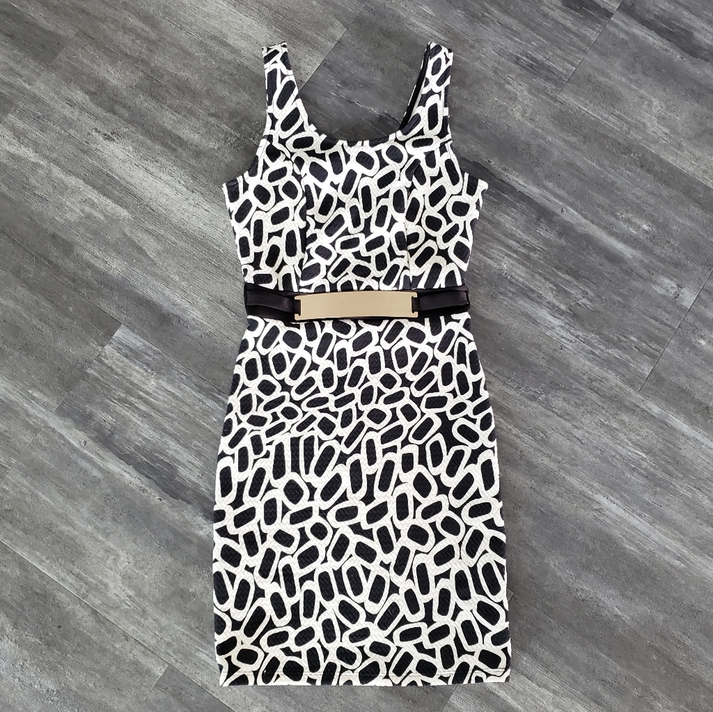 White Black Belt Detailed BS Midi